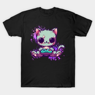 Zombie Cat Playing T-Shirt